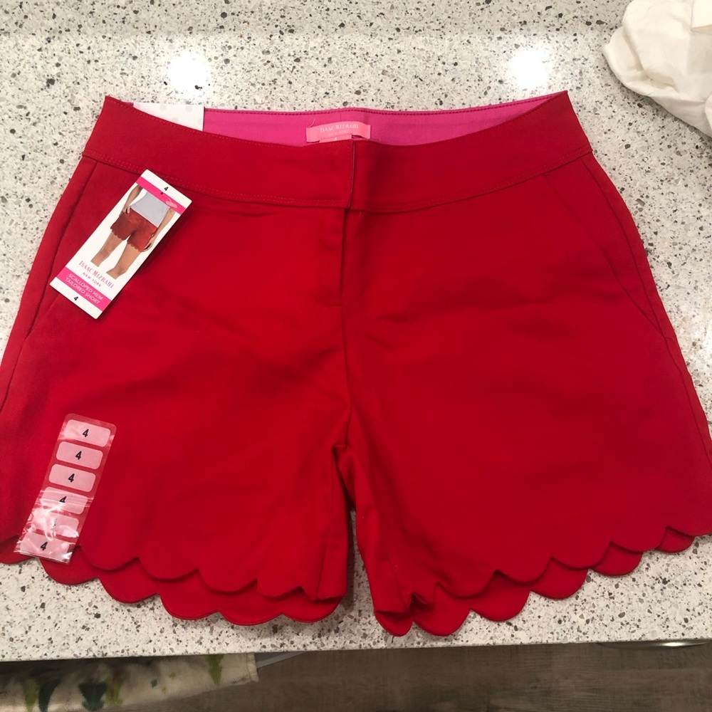 Red scalloped shorts